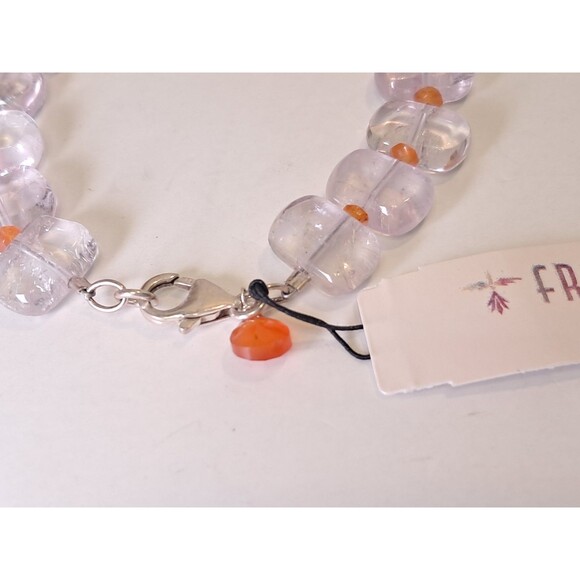 Peyote Bird Clear/Hint Of Purple Flat Rectangles & Orange Beads 7" Bracelet NWT - Picture 7 of 8